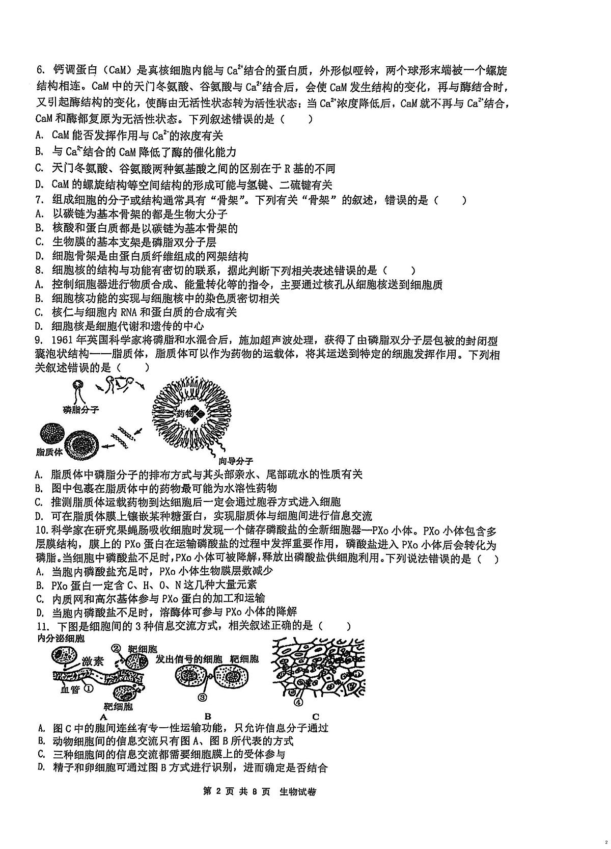 湖南省岳阳市岳阳楼区岳阳市第一中学2024-2025学年高一下学期开学生物试题第2页