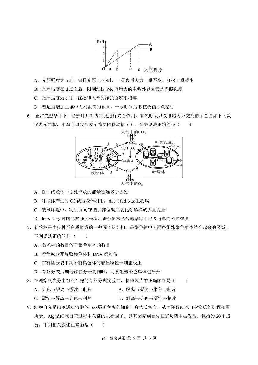 重庆市涪陵区第一中学2024-2025学年高一下学期第一次月考生物试题（含答案）第2页