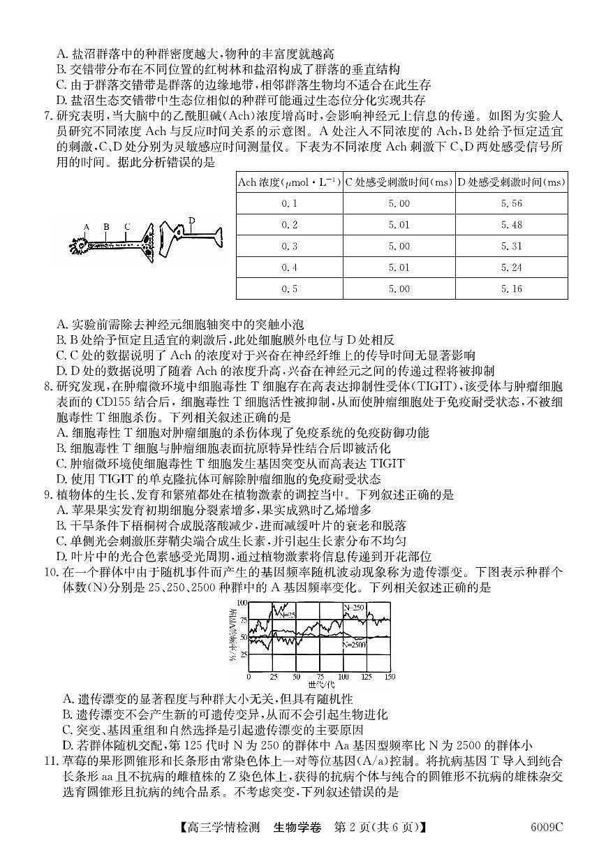 安徽省县中联盟2026届高三上学期8月学情检测（6009C）-生物试题+答案第2页