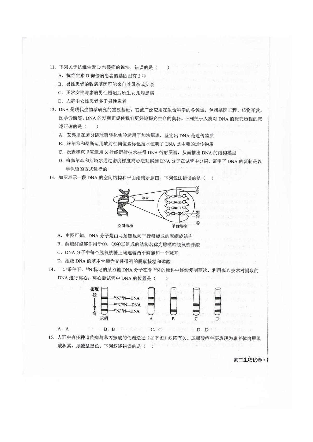 甘肃省武威第六中学2025-2026学年高二上学期开学考试生物试卷第3页