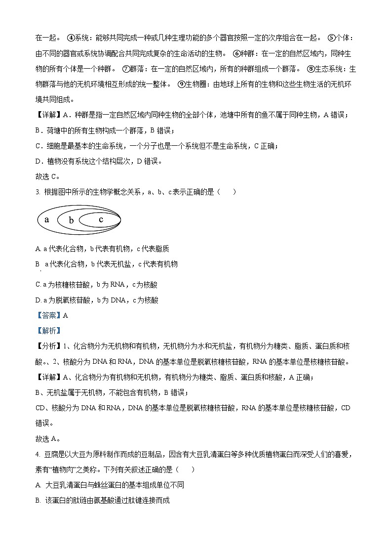 陕西省商洛市2024-2025学年高一上学期1月期末考试生物试卷+解析第2页