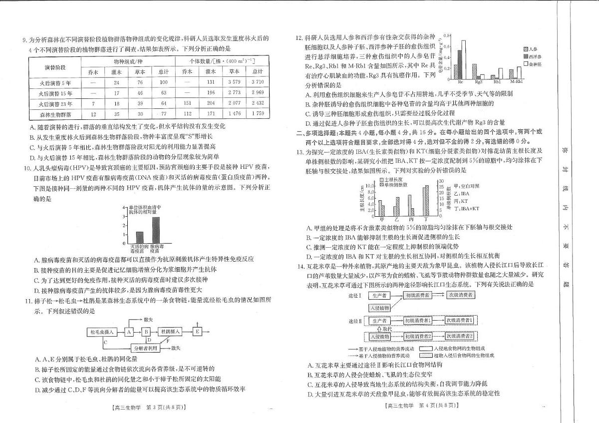 江西省部分校联考2024-2025学年高三下学期2月月考生物试题第2页