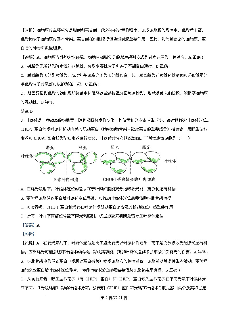 四川省成都市青羊区四川省成都市树德中学2025-2026学年高三上学期开学生物试题  Word版含解析第2页