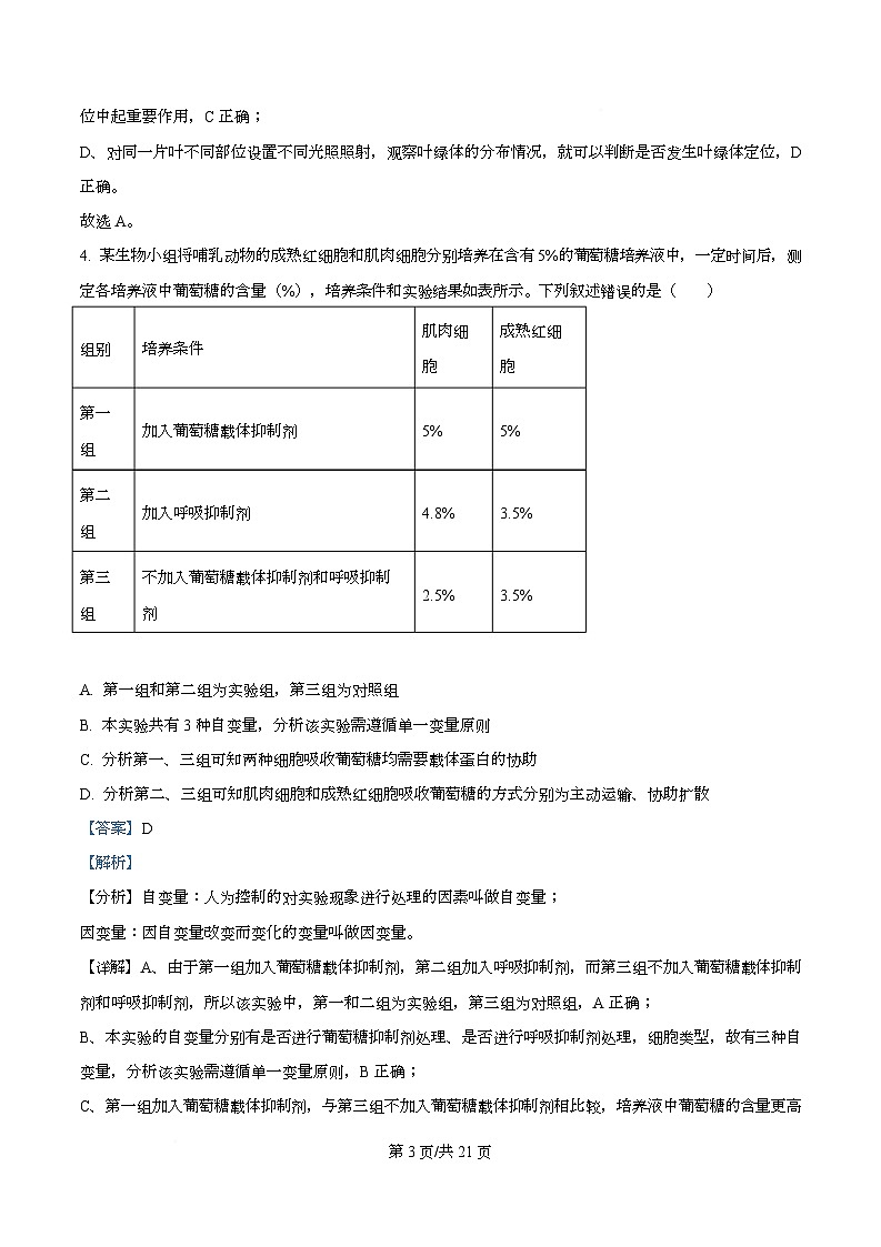 四川省成都市青羊区四川省成都市树德中学2025-2026学年高三上学期开学生物试题  Word版含解析第3页