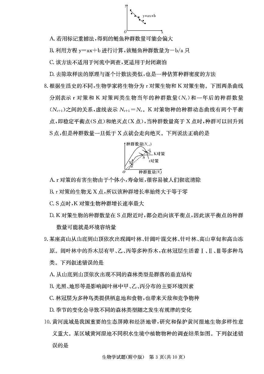 湖南省长沙市师大附中2026届高三上学期8月月考（一）-生物试题+答案第3页