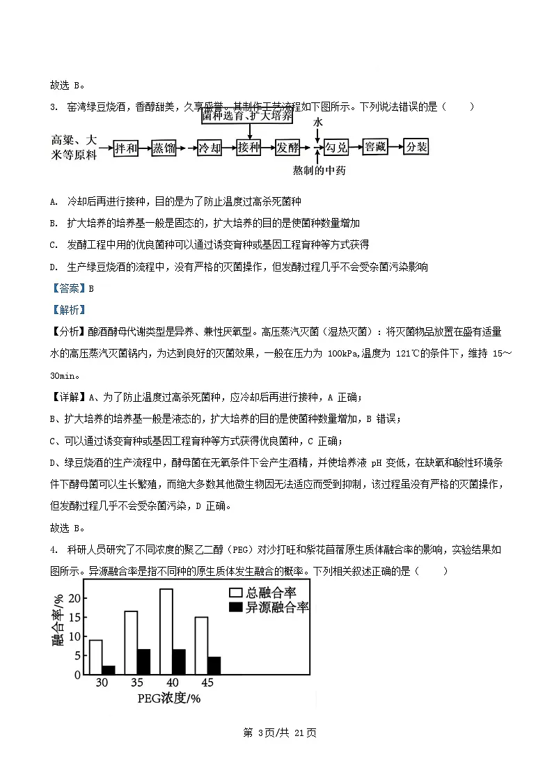 湖北省武汉市部分重点中学2024_2025学年高二生物下学期6月期末联考试卷含解析第3页