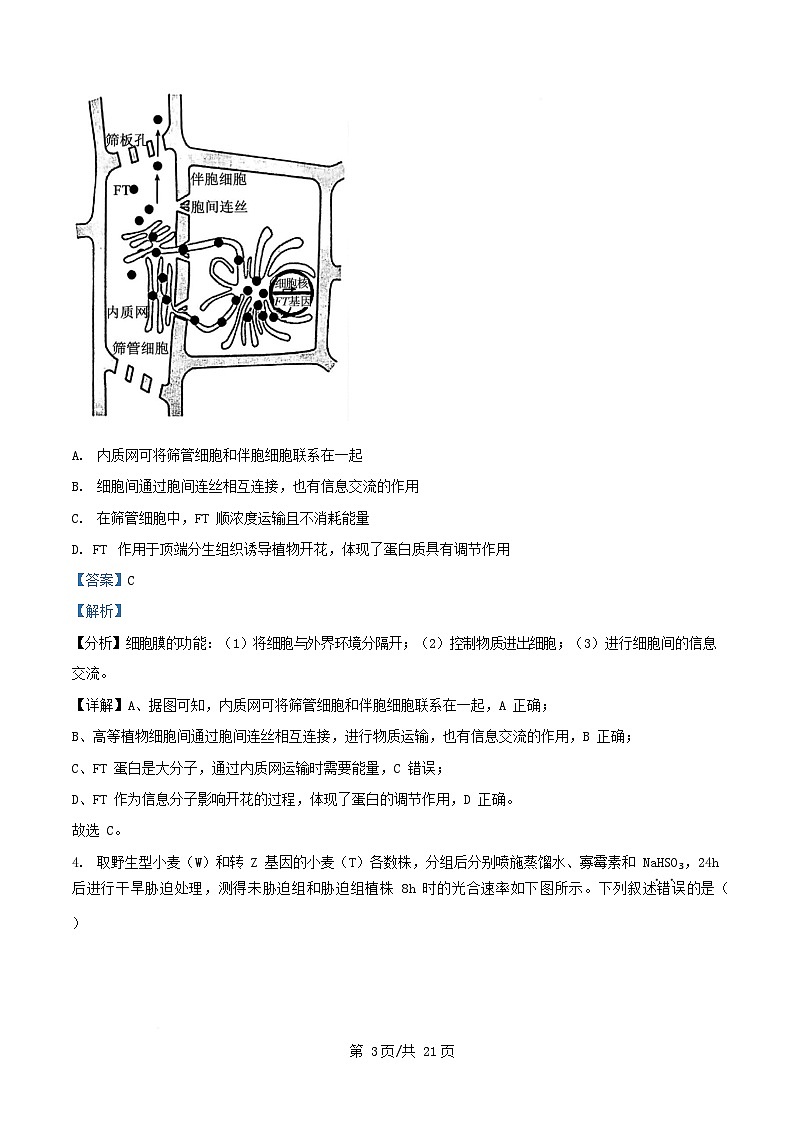 重庆市2025届高三生物下学期5月第九次质量检测试卷含解析第3页