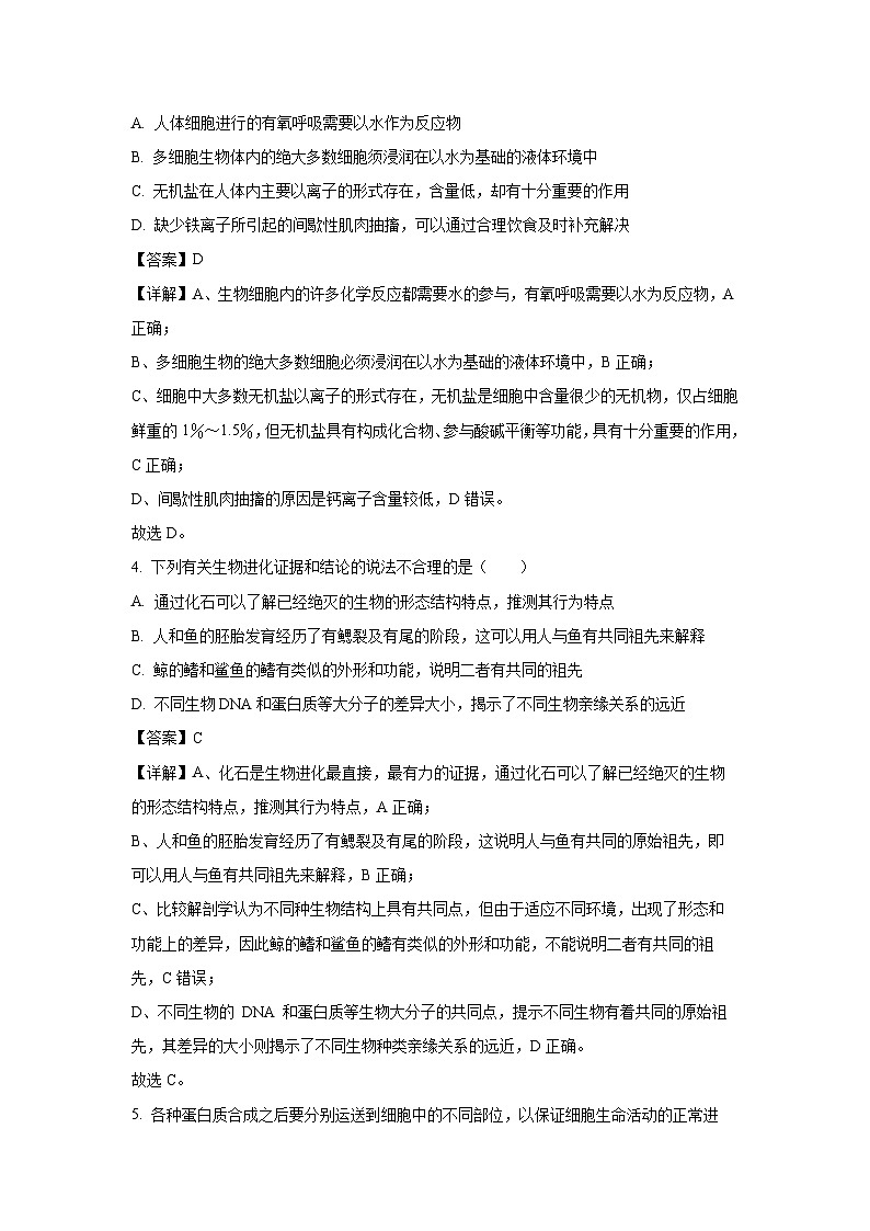 湖南省岳阳市临湘市2024-2025学年高一上学期9月月考生物试题（解析版）第2页