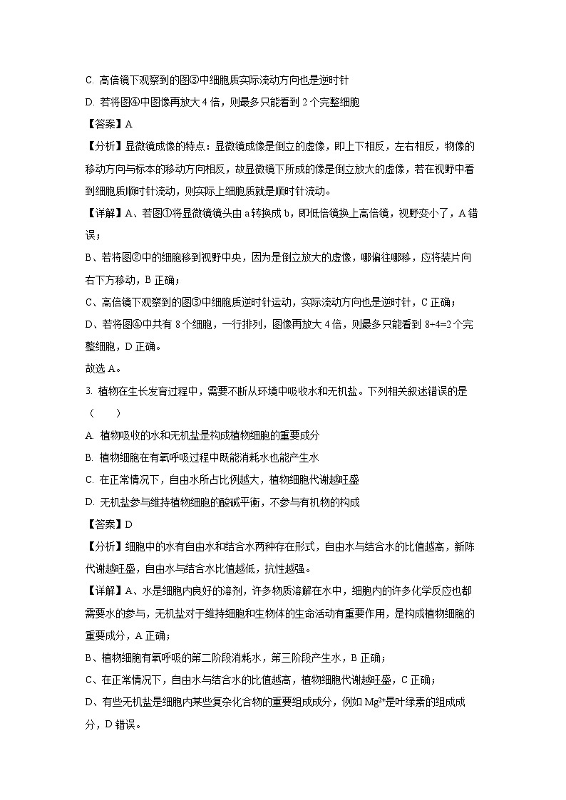 【生物】甘肃省平凉市静宁县六校联考2024-2025学年高一上学期1月期末试题（解析版）第2页