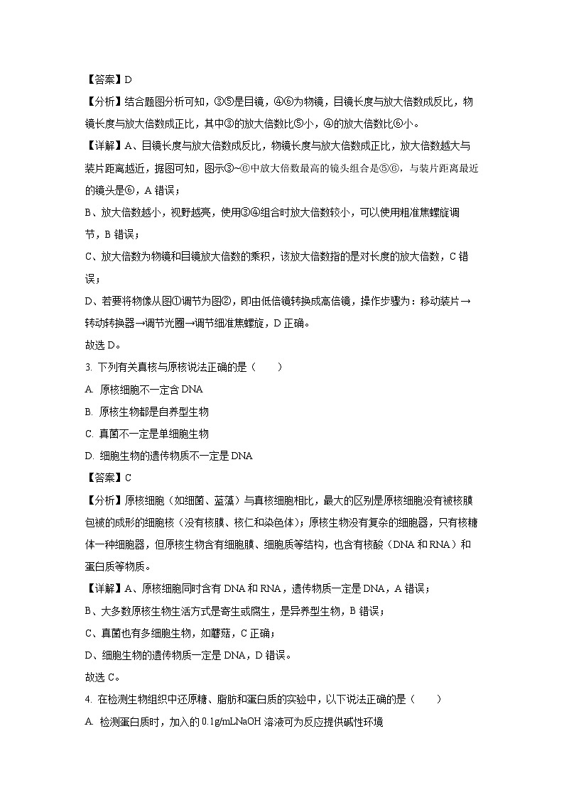 【生物】广东省惠州市2024-2025学年高一上学期期末质量检测试卷（解析版）第2页