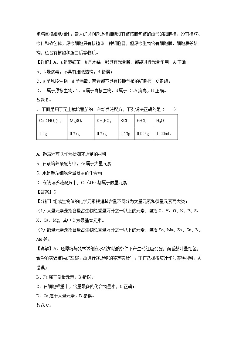 【生物】湖南省浏阳市2024-2025学年高一上学期期末考试试题（解析版）第2页