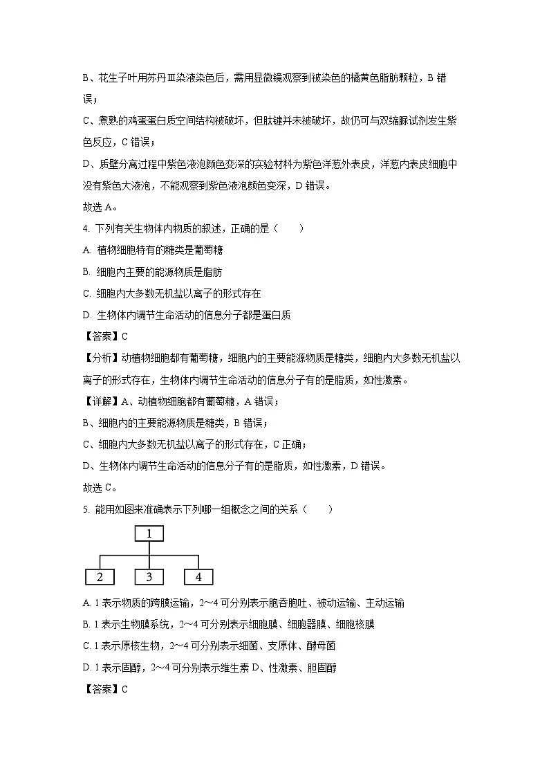 【生物】新疆维吾尔自治区喀什地区巴楚县2024-2025学年高一上学期1月期末试题（解析版）第3页