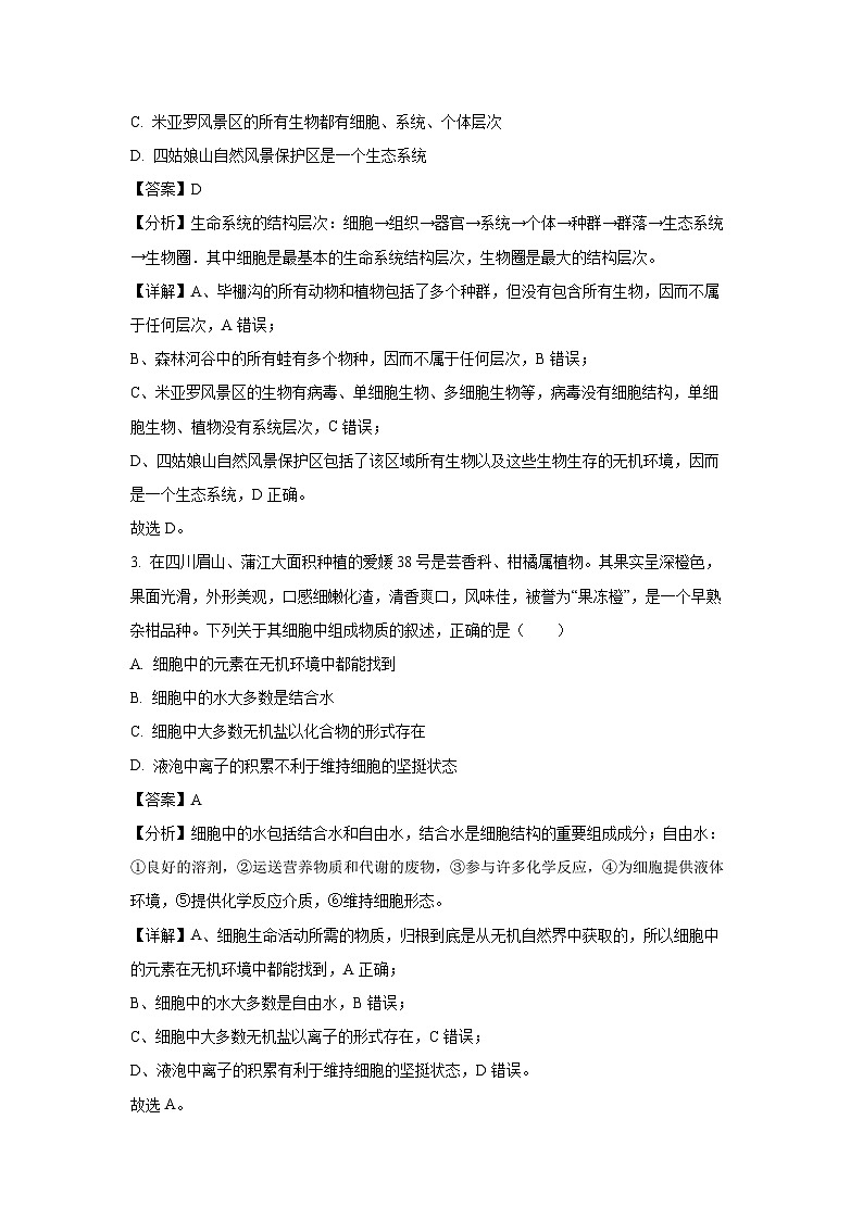 【生物】四川省成都市蓉城联盟2024-2025学年高一上学期12月期末试卷（解析版）第2页