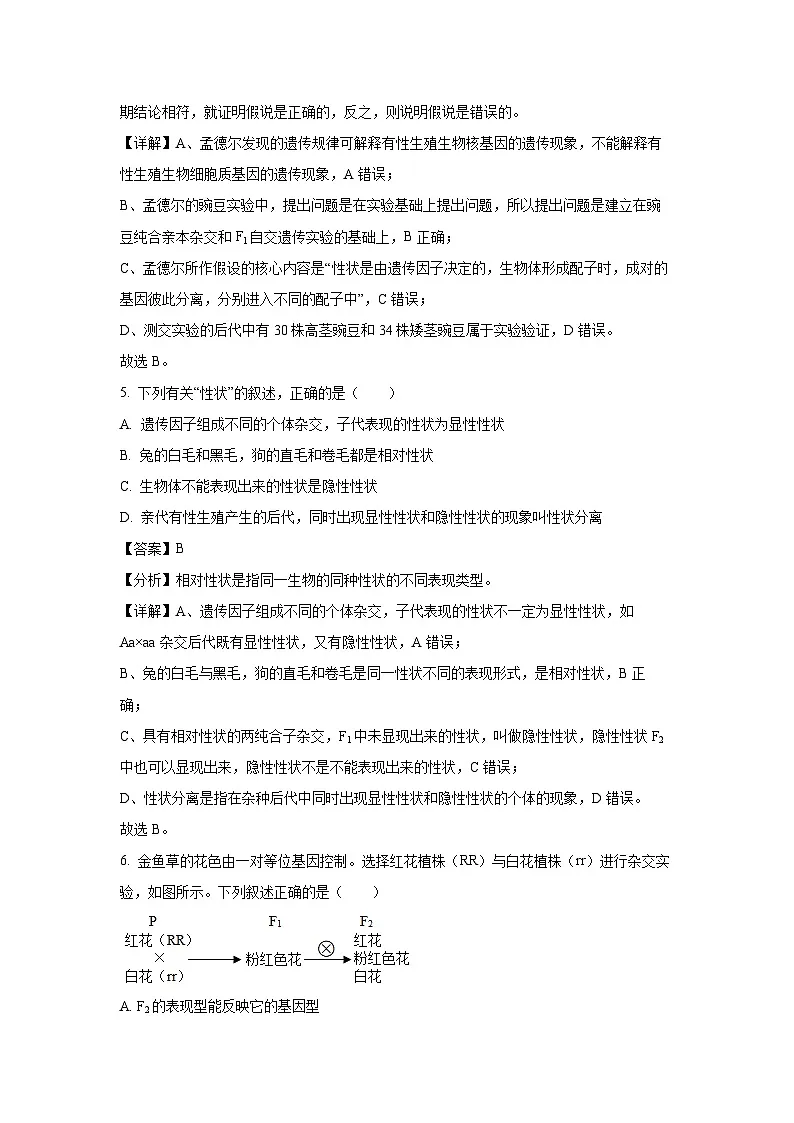 【生物】江苏省扬大附中东部分校2023-2024学年高一下学期第二次月考试卷（解析版）第3页
