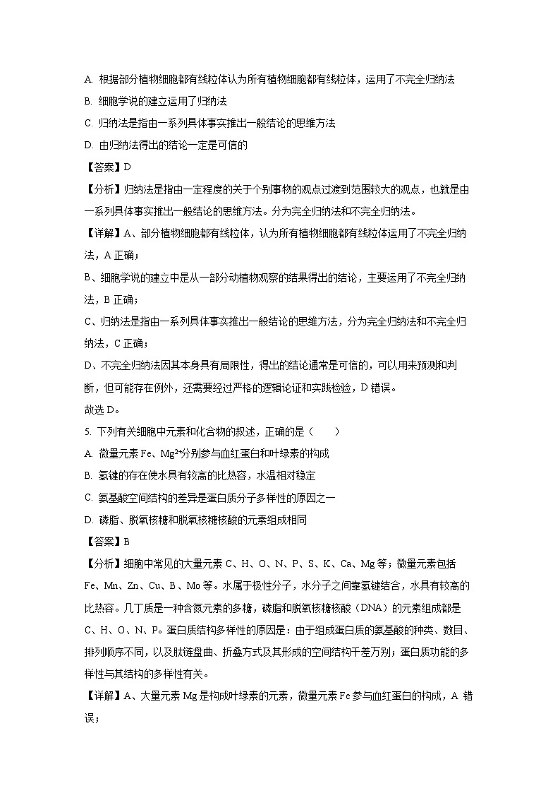 【生物】四川省威远中学校2024-2025学年高一上学期12月月考试题（解析版）第3页