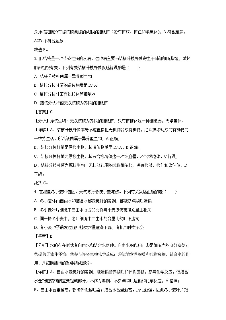 【生物】四川省南充市2024-2025学年高一上学期1月期末检测试题（解析版）第2页