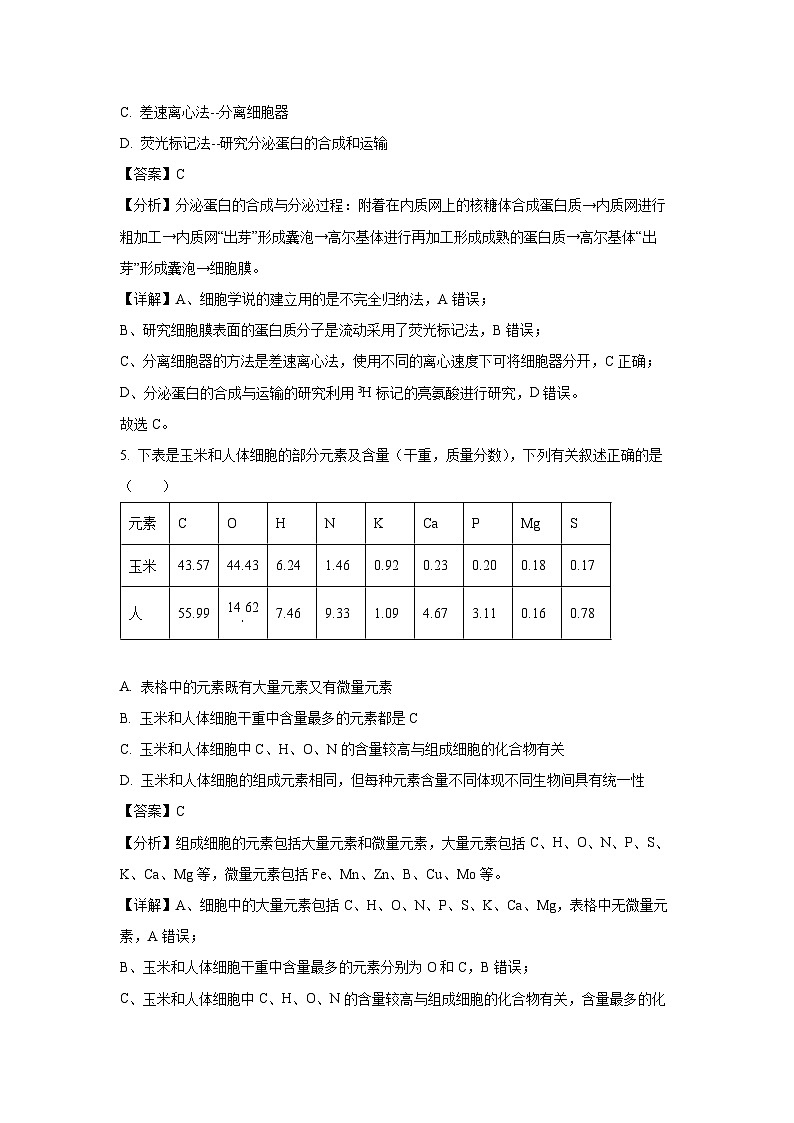 【生物】新疆维吾尔自治区巴音郭楞蒙古自治州2024-2025学年高一上学期1月期末试题（解析版）第3页