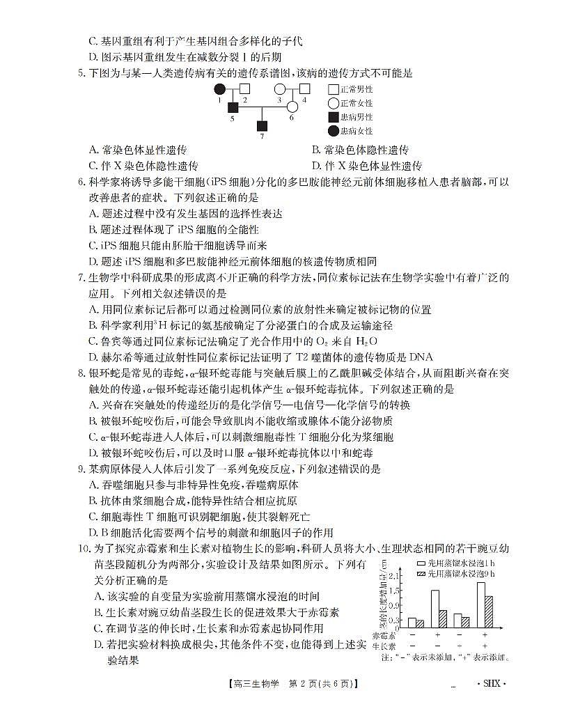 山西省部分学校2026届高三8月开学联考 生物第2页