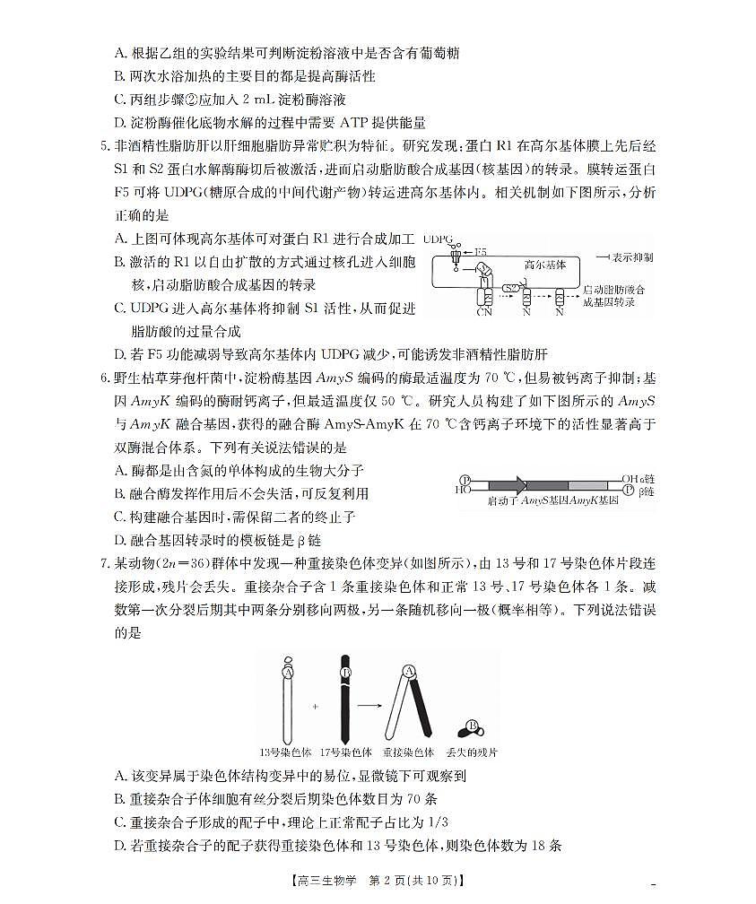 江苏省金太阳2026届高三上学期8月联考+生物试卷+答案第2页