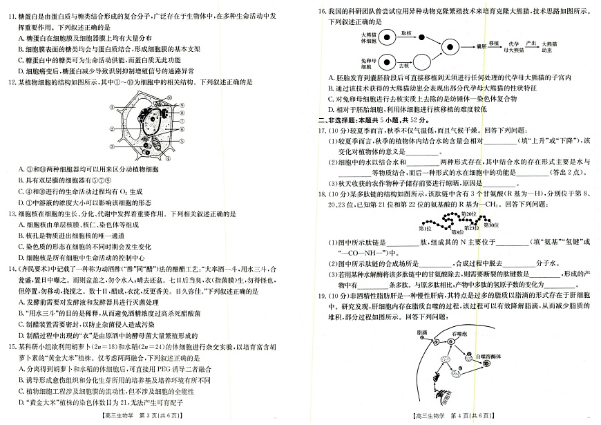 陕西金太阳2025-2026学年高三上学期9月大联考生物试卷第2页