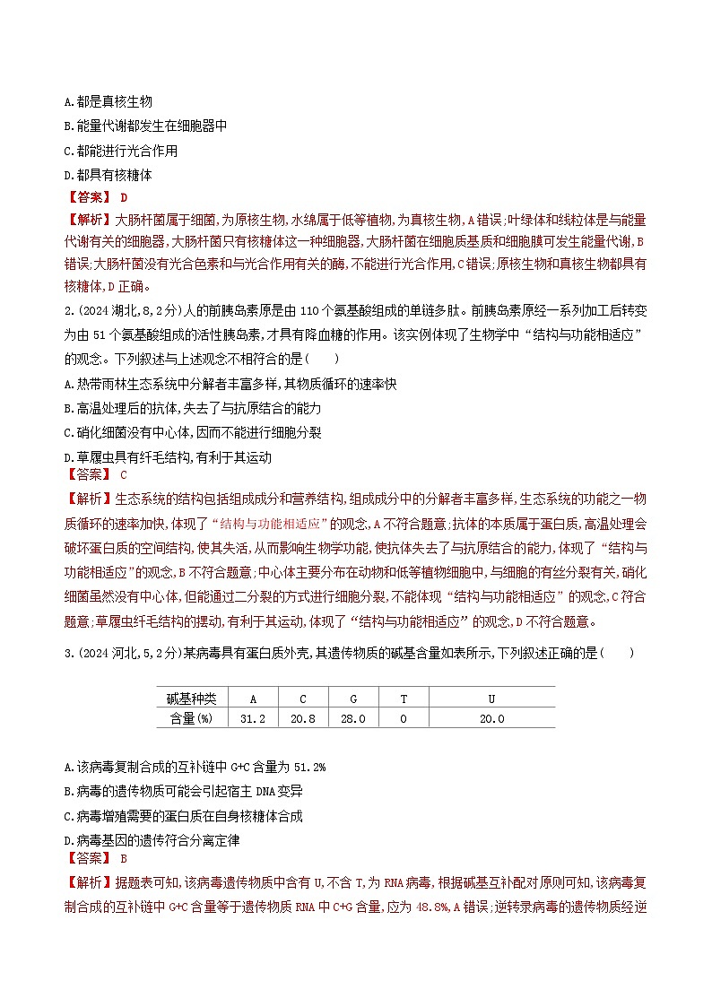 专题02 细胞的结构和功能（解析版）第2页