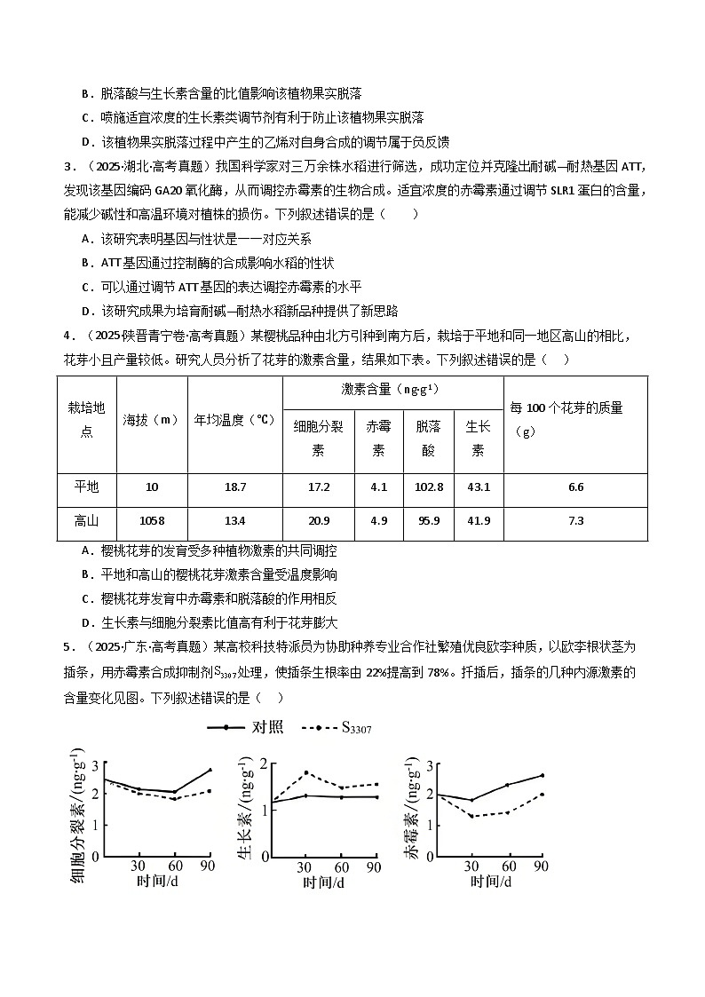 专题14 植物生命活动的调节（原卷版）第3页