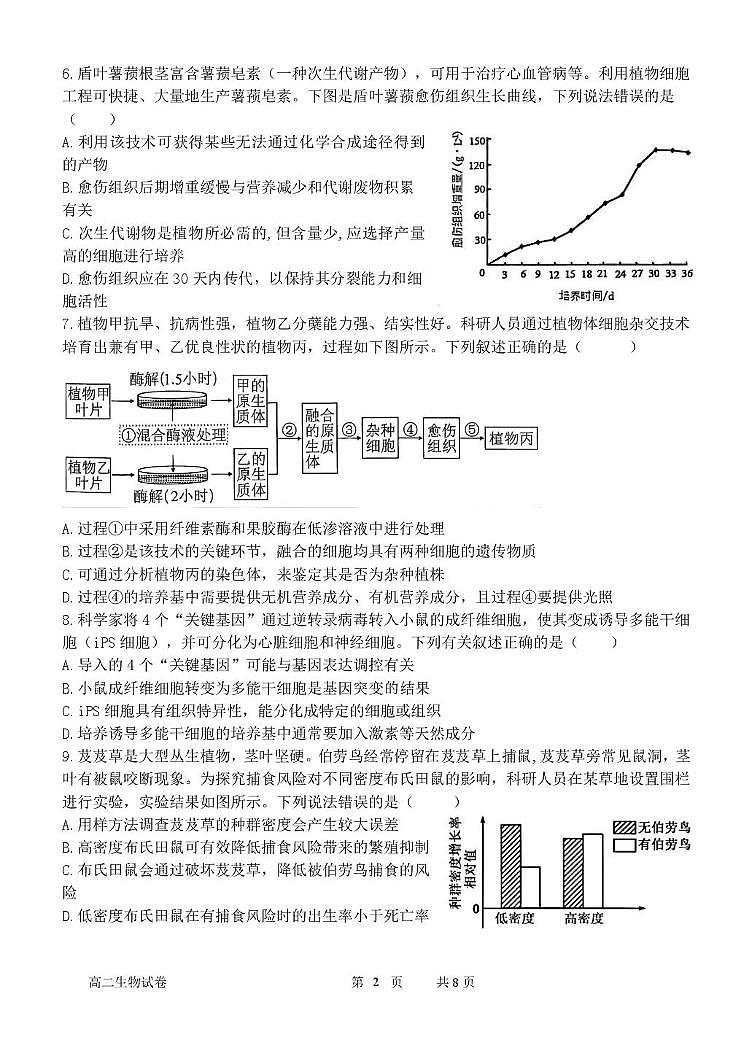 福建省漳州市十校联盟2024-2025学年高二下学期期中考试生物试卷+答案第2页