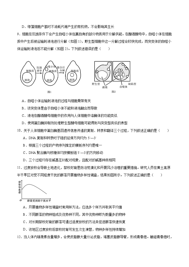 湖北省武汉市硚口区2025年高三年级起点质量检测生物试卷（含答案）第3页