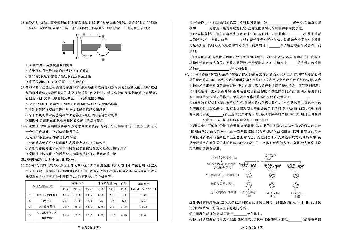 河北省承德市2024-2025学年高三上学期12月联考生物试卷+答案第3页