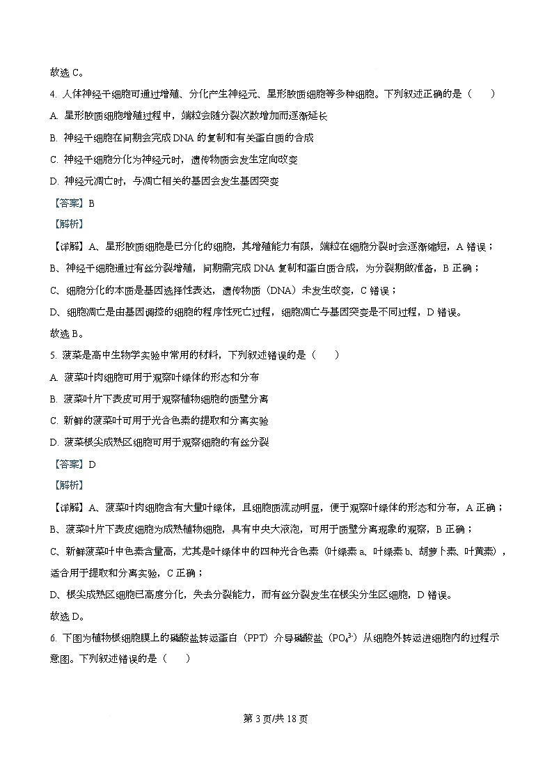 湖北省楚天协作体2026届高三上学期开学生物试题 Word版含解析第3页