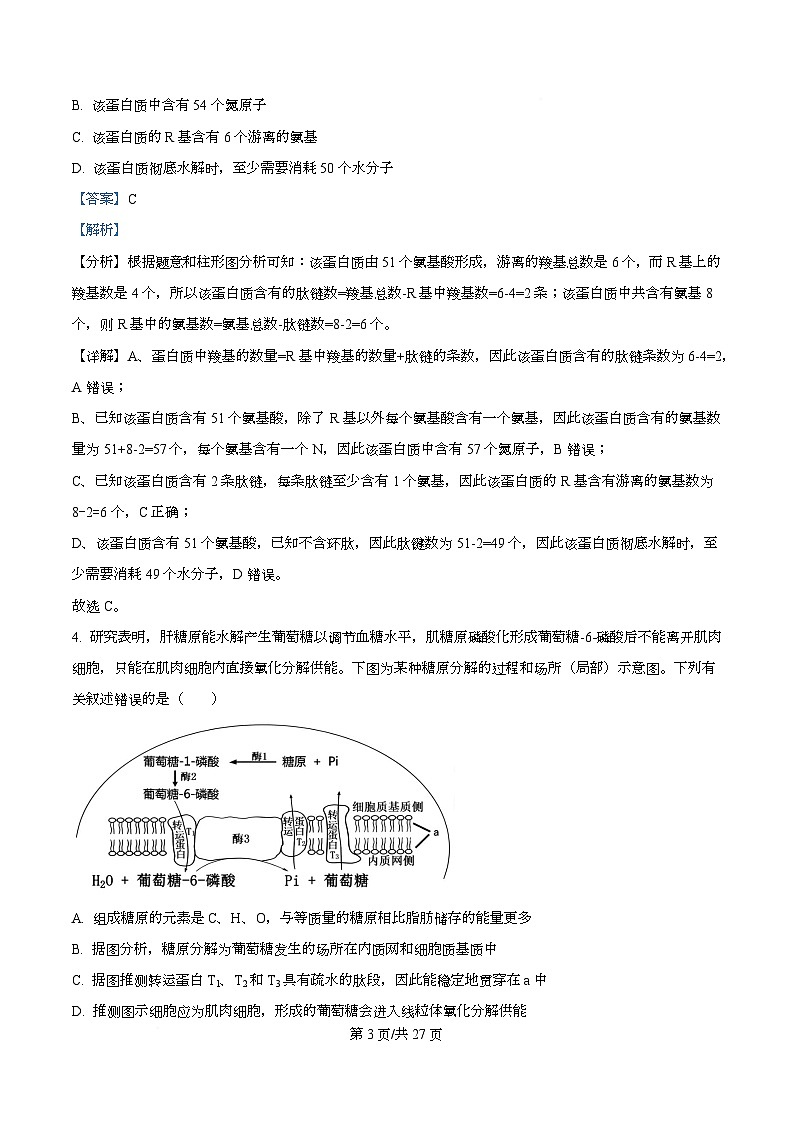 湖北省黄冈中学2026届高三上学期第一次月考生物试题 Word版含解析第3页