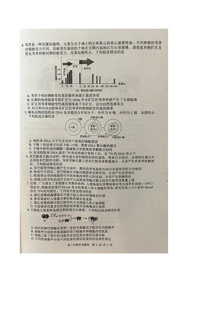 湖南省益阳市2026届高三上学期9月教学质量监测生物试题（PDF版附答案）第2页