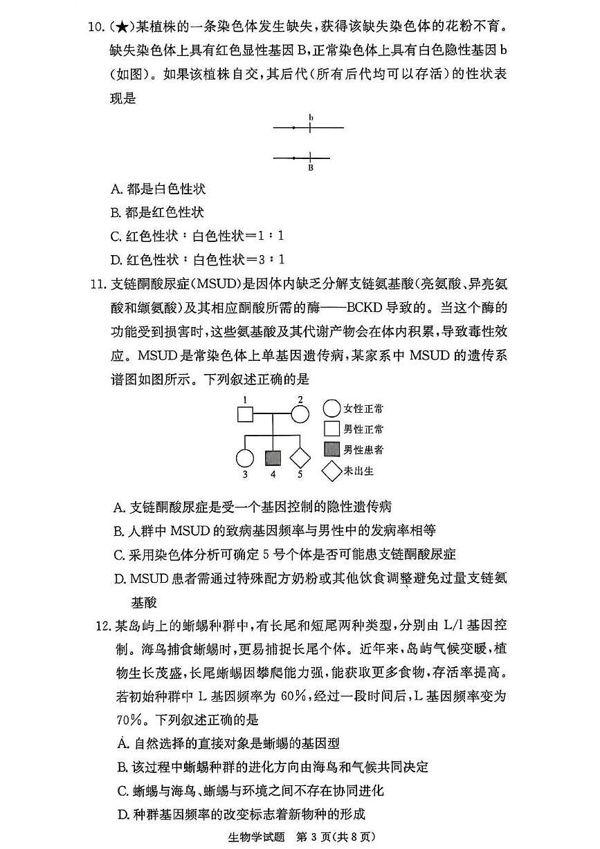 湖南省长沙市名校联考联合体2025-2026学年高二上学期第一次联考（暨入学摸底考试）生物试题（PDF版附解析）第3页