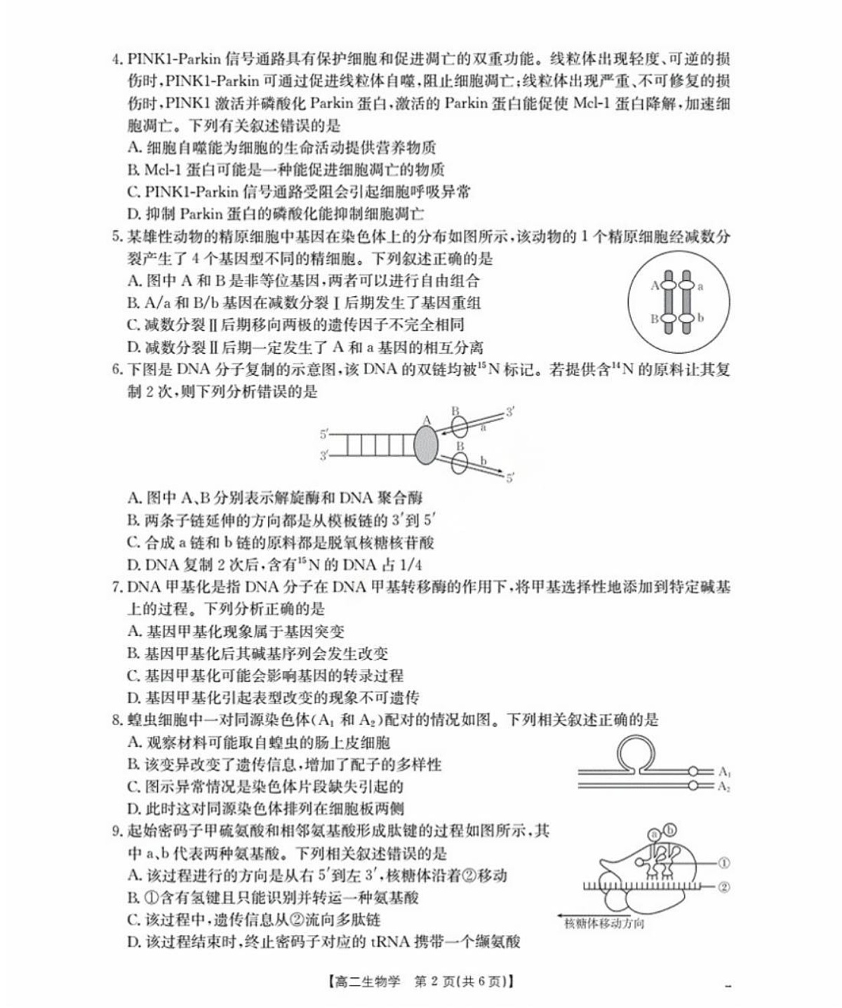 福建省南平市部分学校2025-2026学年高二上学期开学联考生物试卷第2页