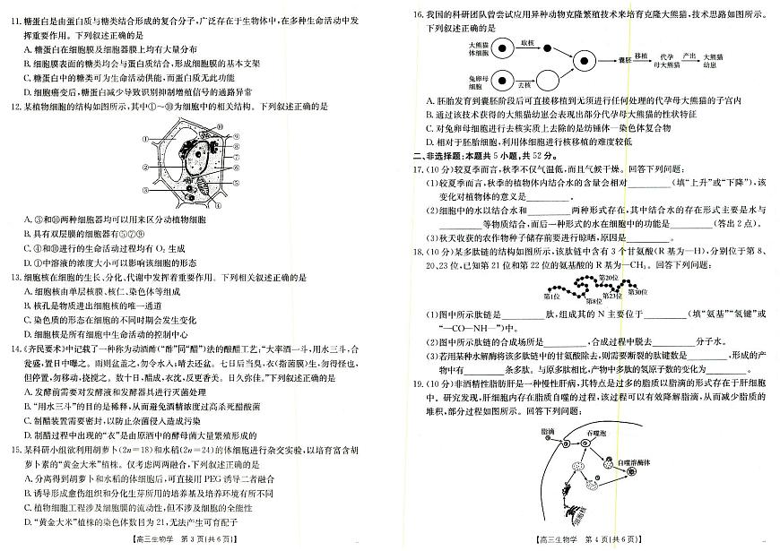 生物-陕西金太阳2025年9月高三联考（15C）试题第2页