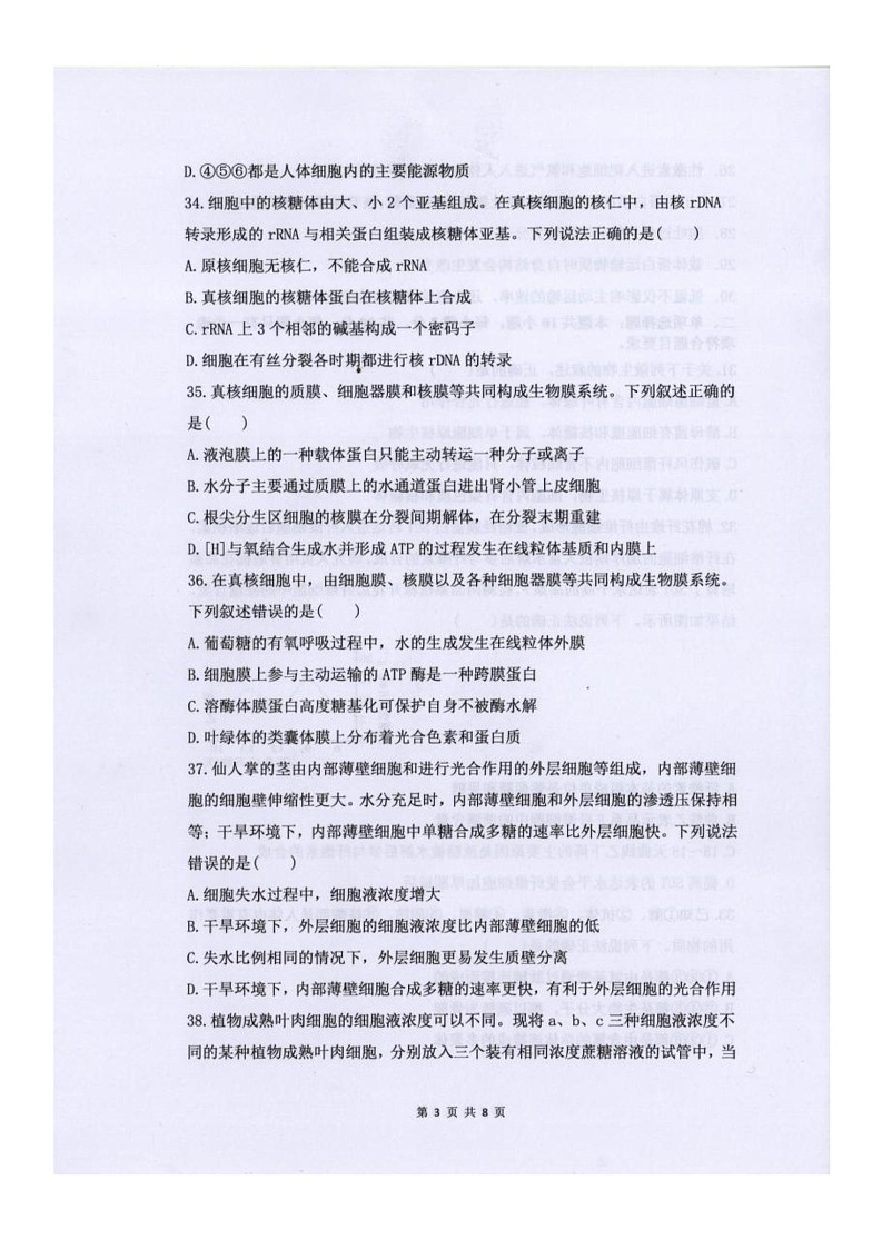 山东省临沂市第一中学南校区2024-2025学年高二下学期6月月考生物试卷第3页