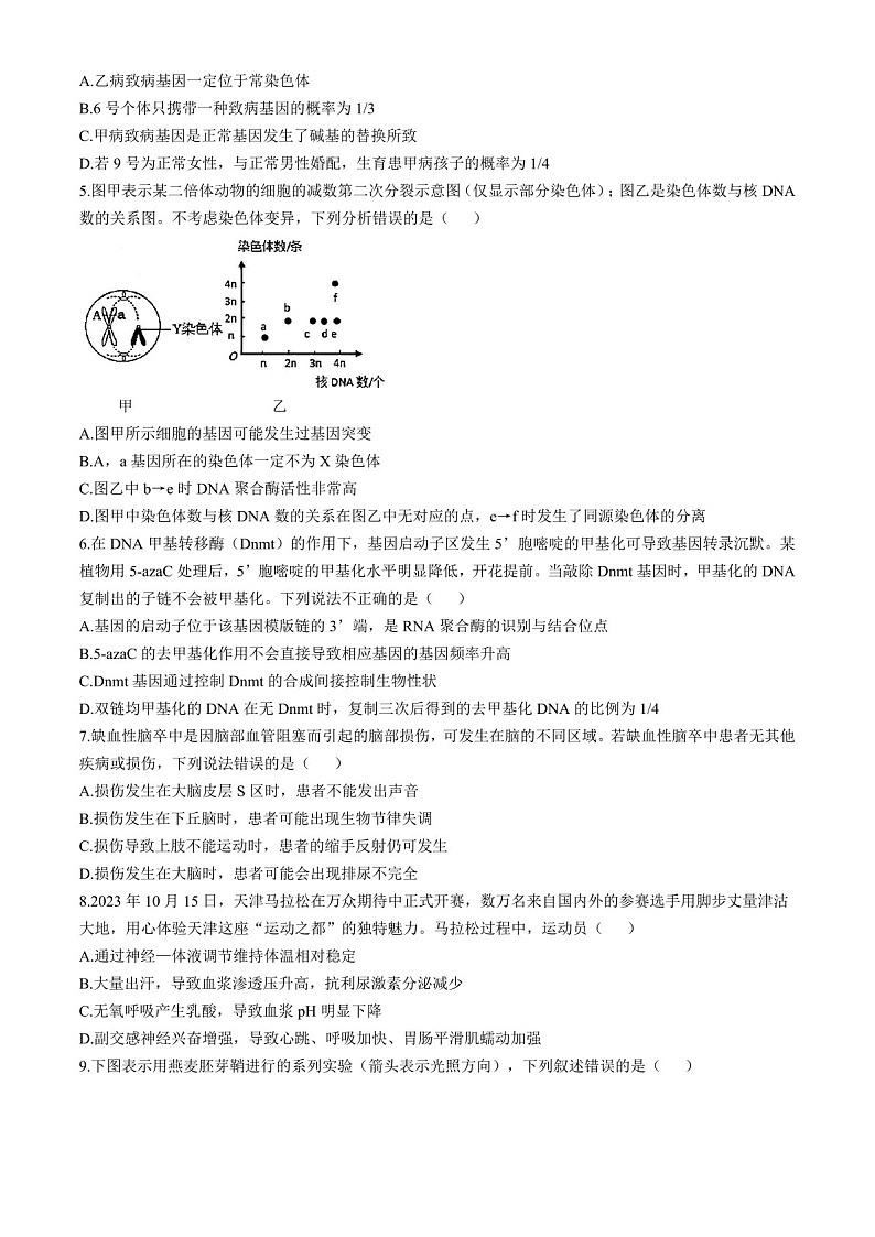 2025届天津市实验中学高三下学期10月第二次月考-生物试题（含答案）第2页
