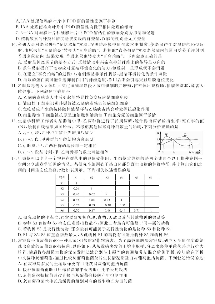 安徽省皖江名校联盟2026届高三9月开学摸底考试生物试卷第3页
