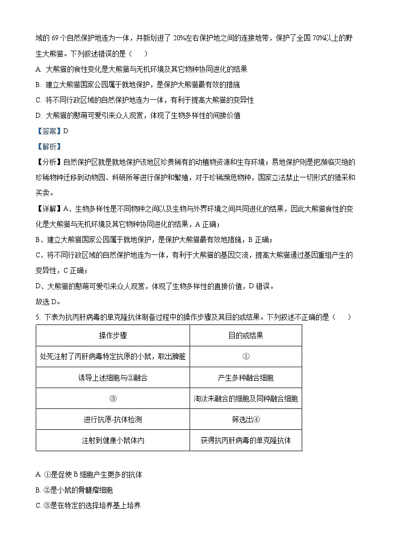 福建省福州市鼓楼区福建省福州第二中学2023-2024学年高二下学期7月期末生物试题（解析版）第3页