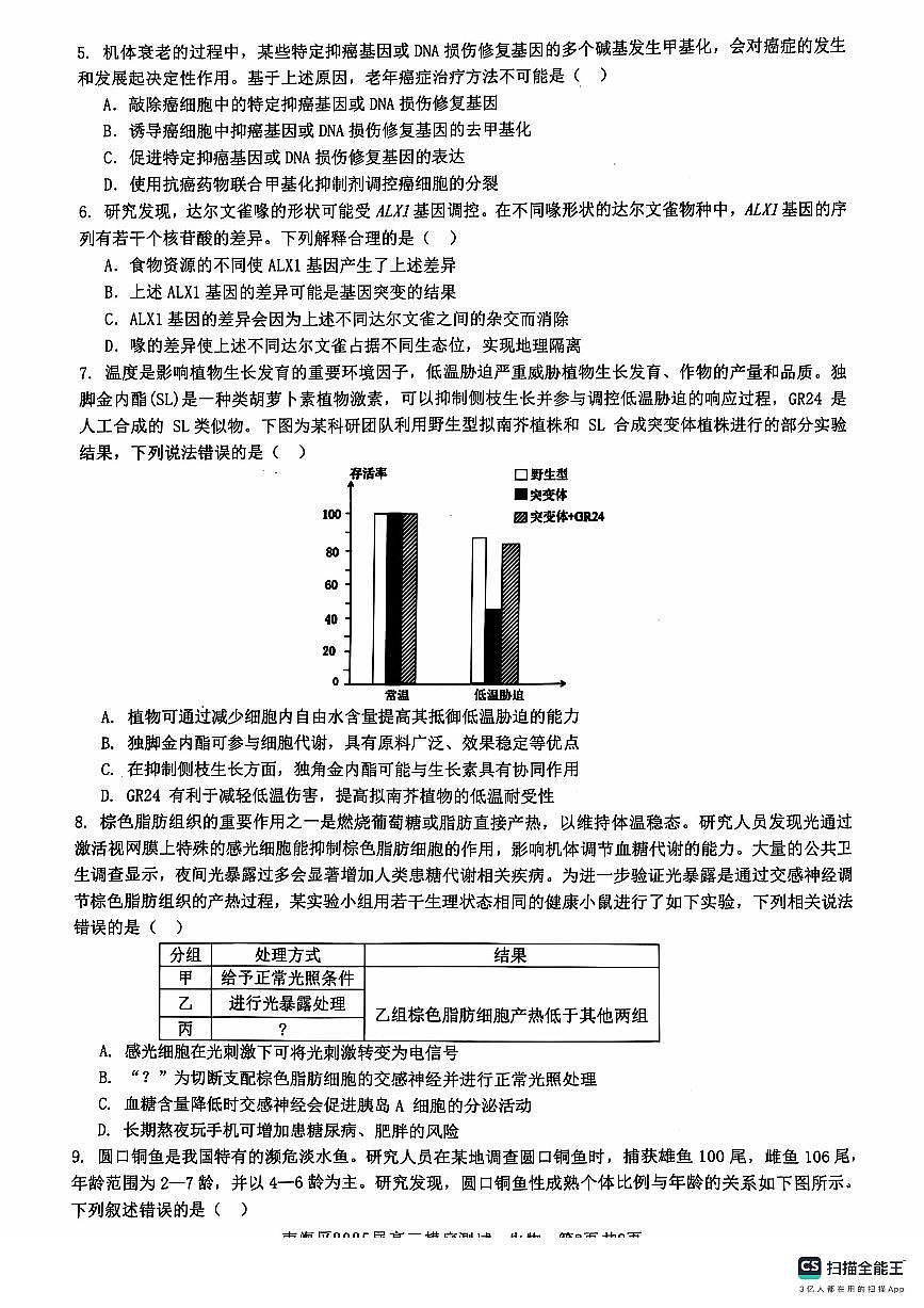 广东省佛山市南海区2024-2025学年高三上学期开学摸底测试生物试题+答案第2页