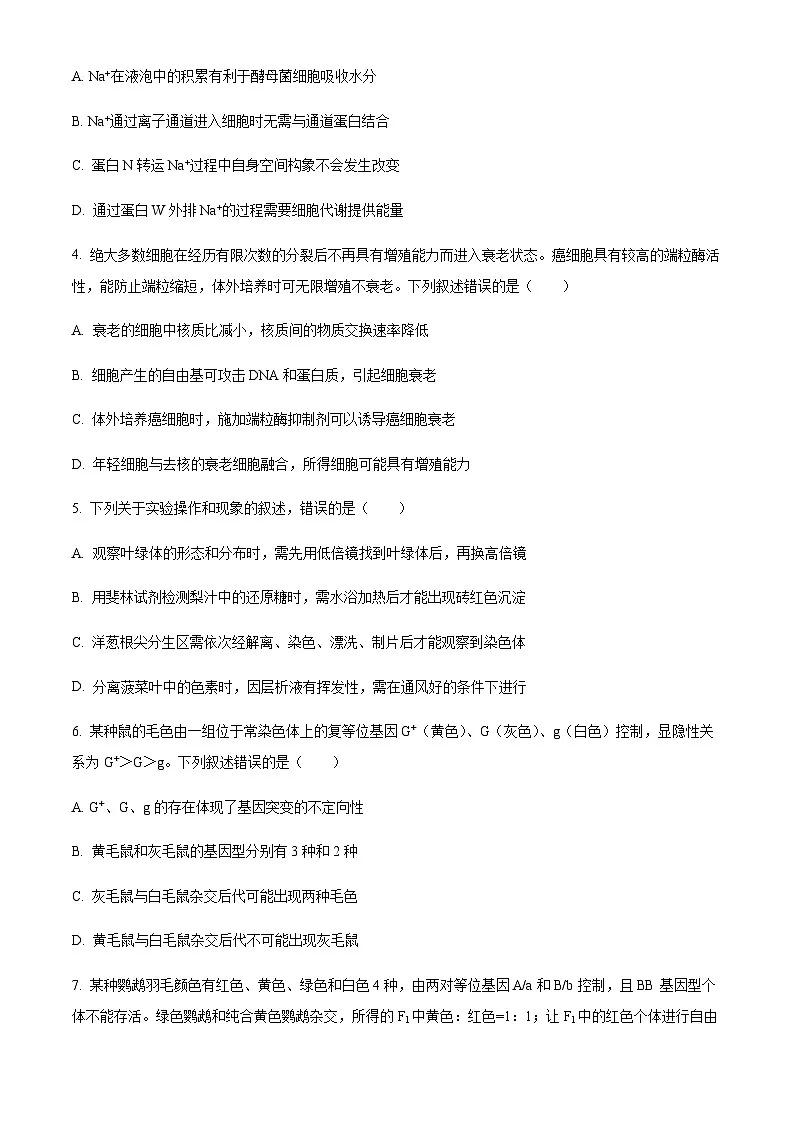 山东省日照市2025-2026学年高二上学期9月校际联合考试生物试题（含答案）第2页