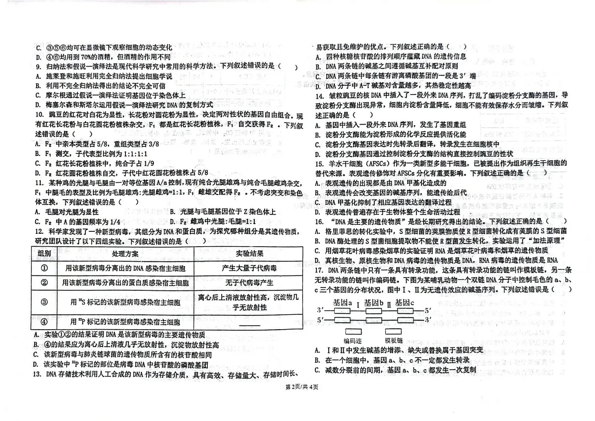 河南省濮阳市华龙区濮阳市第一高级中学2025-2026学年高二上学期9月开学考试生物试卷第2页