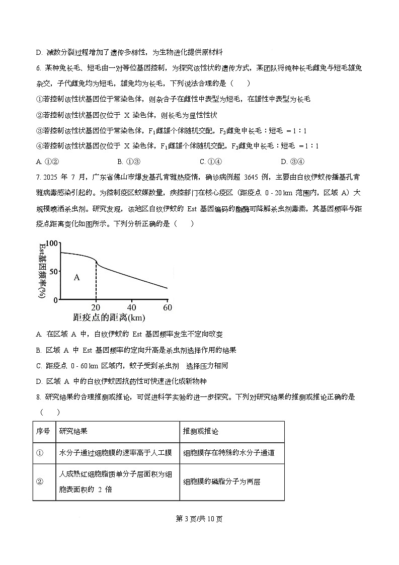 安徽省六校联考2025-2026学年高三上学期开学生物试题  Word版无答案第3页