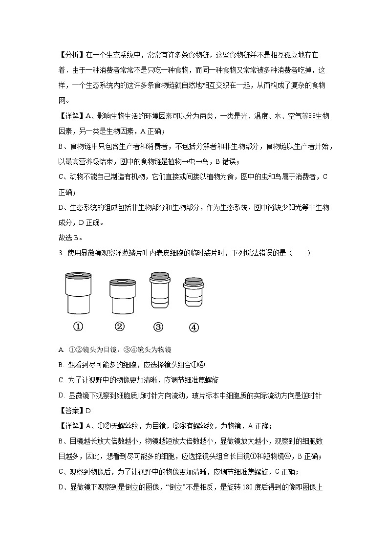 福建省泉州市部分地区2024-2025学年高一上学期开学考试生物试卷（解析版）第2页