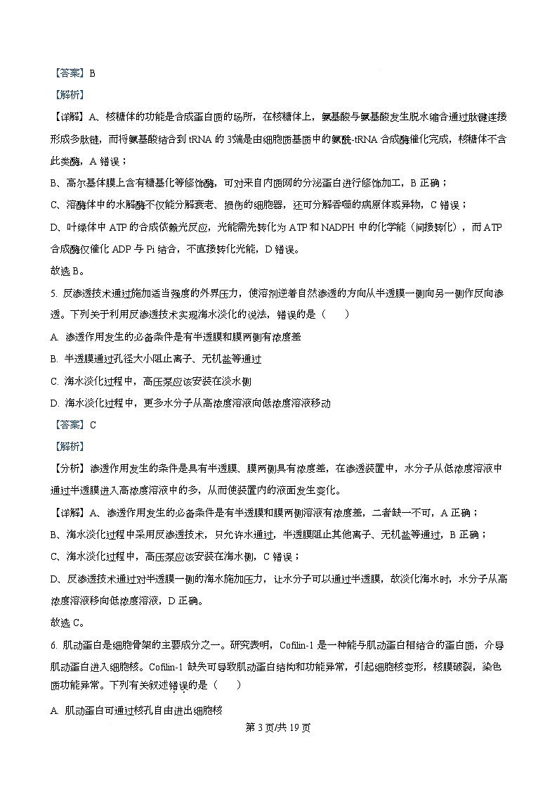 四川省内江市第一中学2026届高三上学期暑期自学效果检测生物试题含解析第3页