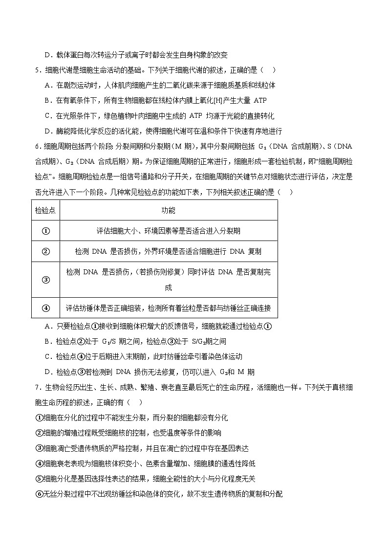 安徽省A10联盟2025-2026学年高二上学期9月学情调研生物试卷（Word版附答案）第2页