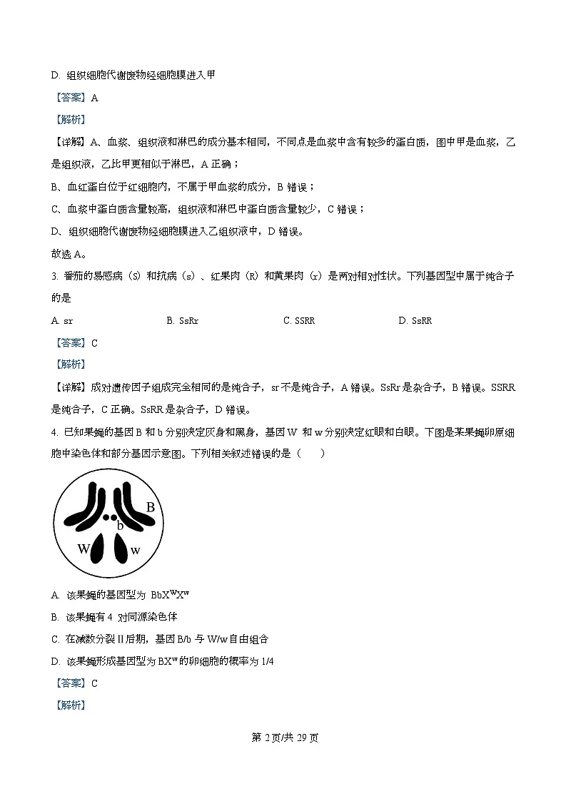 四川省绵阳市东辰国际学校2025-2026学年高二上学期开学分班检测生物试卷 Word版含解析第2页