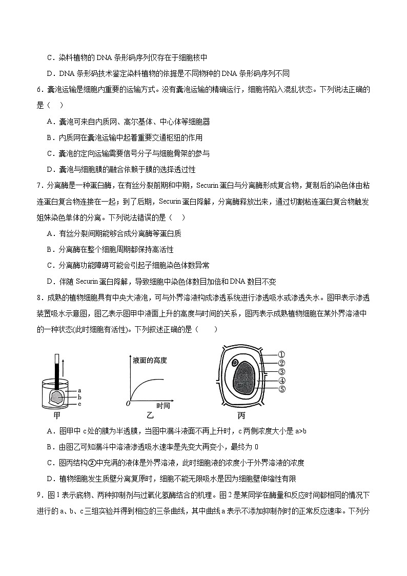 2026泸州龙马潭区4校高三上学期开学联考试题生物含答案第2页