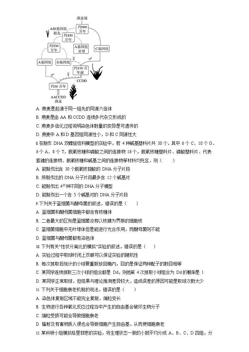 山东省济宁第二中学2025-2026学年高二上学期开学考试生物试卷第2页