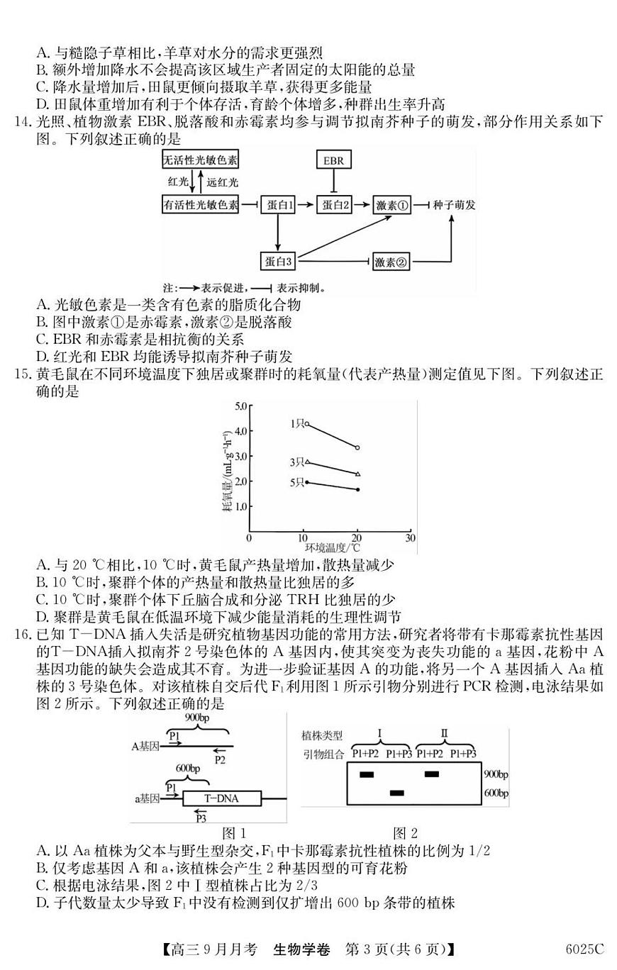 广东省阳西县第一中学2025-2026学年高三上学期9月月考生物试题第3页
